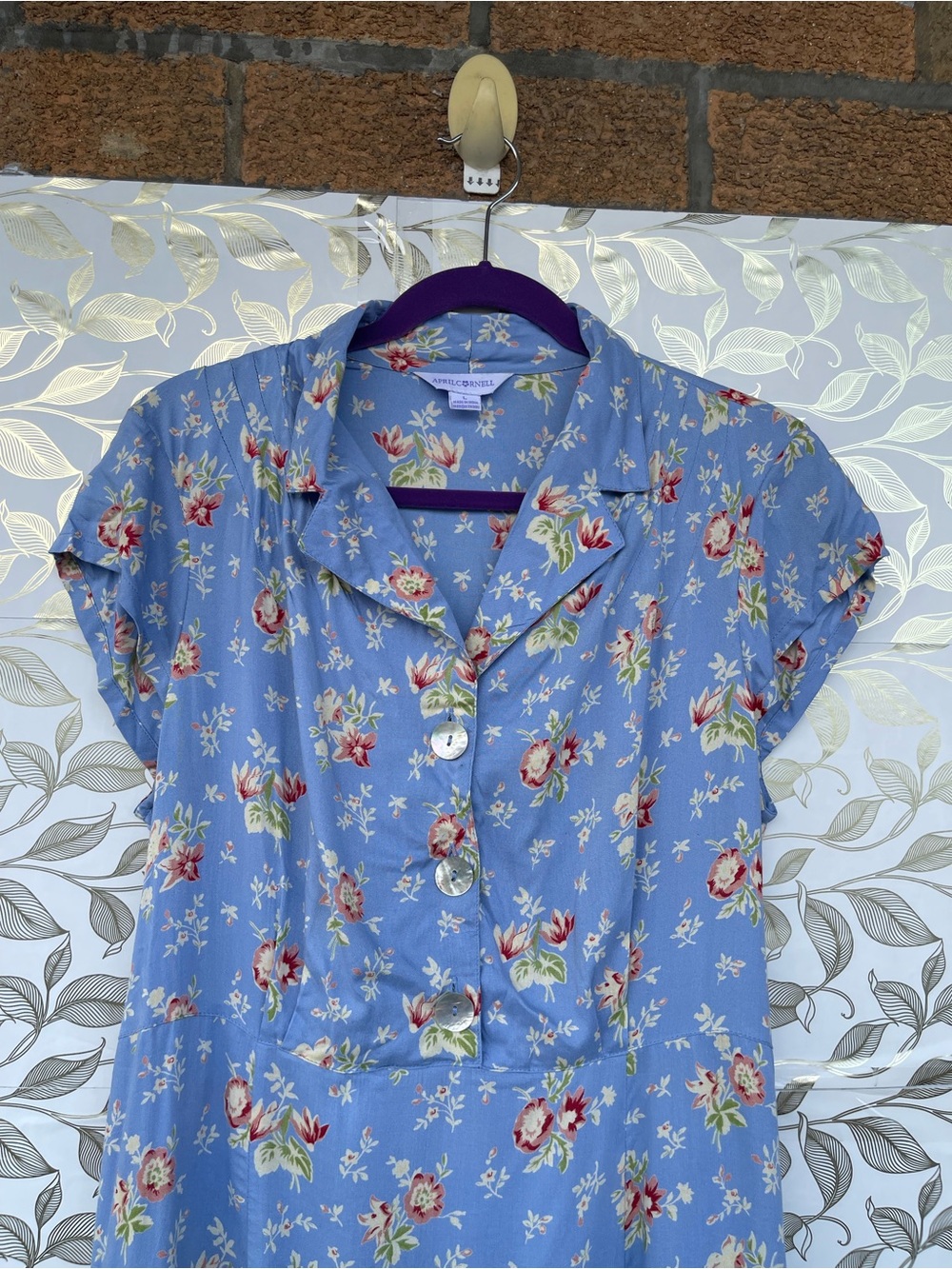April Cornell Grandmacore Floral Button Front Dress Size Large Pockets - Picture 5 of 14